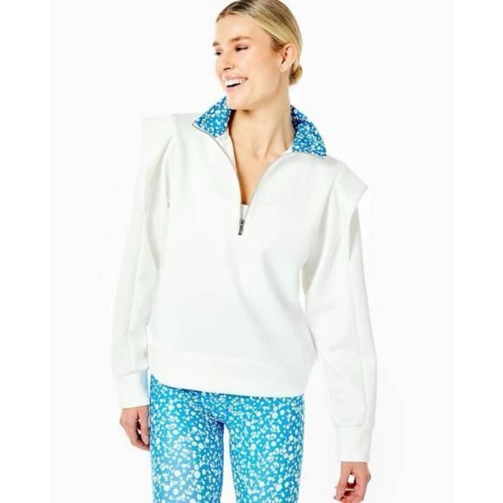 NWT Addison Bay Poplar Pullover In White & Blue Size Small